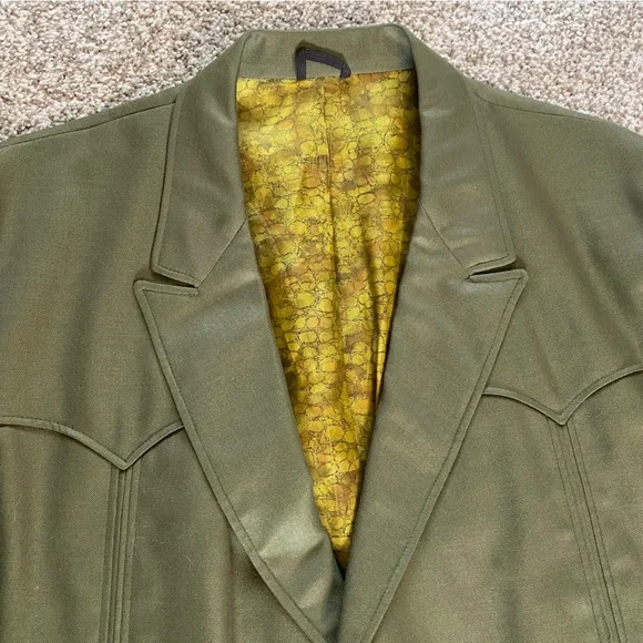 Vintage Lasso Western Jacket, 44R, Olive Green, Wool & Silk, 70s, Retro, Cowboy - Picture 2 of 10